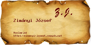 Zimányi József névjegykártya